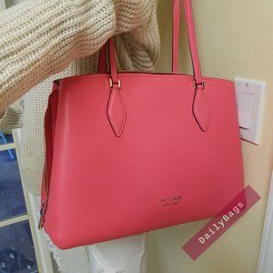 NWT ZEE ZEE PEACH MELBA LARGE WORK TOTE KATE SPADE 100% AUTHENTIC BAG